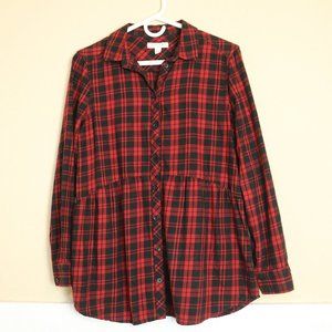 Button Down Flannel Red Black Buffalo Shirt Small